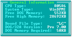 General Information Window - example