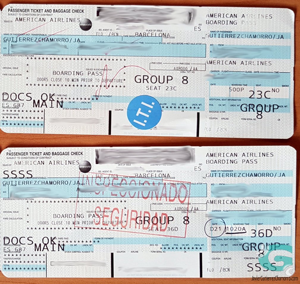 Inscripciones en los billetes de avión
